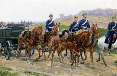 Coluna de abastecimento do exército alemão em marcha (cor litho)