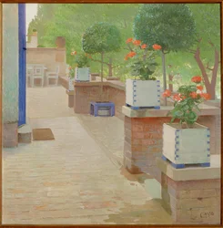 Gartenterrasse - Terraço de jardim ... (pintura sobre tela)