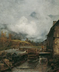 Moinho de água em Goisern (depois de Emil Jakob Schindler)