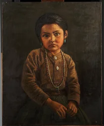 Criança indiana (óleo sobre tela montado em painel)