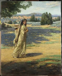 Mulher indiana com papoose (óleo sobre tela)