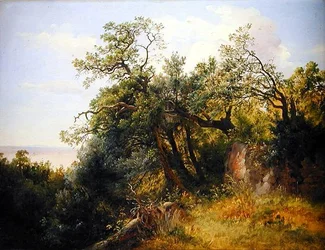 No Parque Ariccia (óleo sobre papel sobre tela)