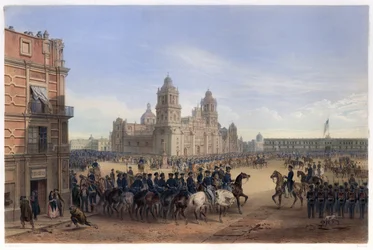 Entrada do General Scott na Cidade do México, de The War Between the United States and Mexico, pub. 1851 (litografia a cores)