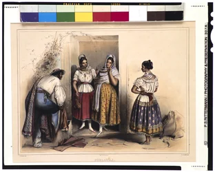 Mulheres de Puebla, depois de 1836 (cor litho)