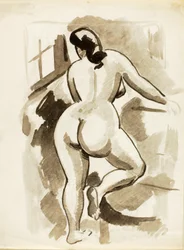 Vista posterior de um nu feminino em pé
