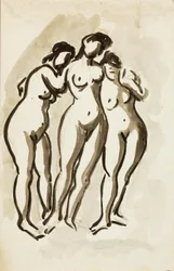 Grupo de três nus femininos