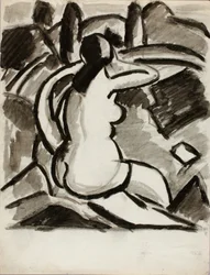 Nu feminino sentado