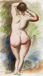 Nu feminino em pé