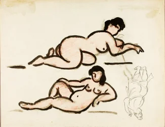 Dois nus femininos reclinados