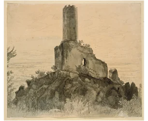 As ruínas de Strahlenburg perto de Schriesheim, com vista para a planície do Reno
