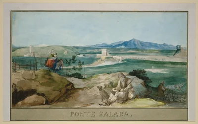 Paisagem perto de Roma com a Ponte Salario