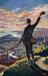 O VOLTADO DO SOLDADO PARA CASA - ilustração de Carl Robert Arthur Thiele 1860-1936