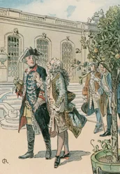 Frederico, o Grande (1712-1786) em conversa com o filósofo francês Voltaire (1694-1778)