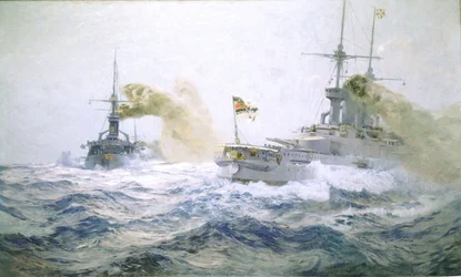 Manobras da frota alemã em alto mar, c.1900 (óleo sobre tela)