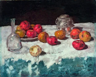 "Nature morte aux pommes"" (Natureza morta com maçãs) Peinture de Carl Schuch (1846-1903) 1889 Óleo sobre tela Dim 66,2x81,6 cm Museum Kunstpalast, Dusseldorf