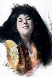 Ideal europeu de árabe. Retrato de uma jovem mulher, uma segunda esposa subordinada de um homem árabe. Arquivo Carl Simon, data da imagem: cerca de 1910.