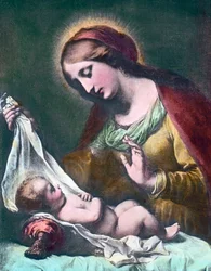 Madona e criança. Pintura (sem data) do pintor barroco italiano Carlo Dolci (1616 - 1686). Data da imagem: cerca de 1900. Arquivo Carl Simon