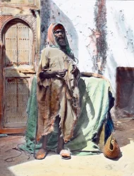 Marrocos, mendigo cego em Tânger, data da imagem: cerca de 1910. Arquivo Carl Simon