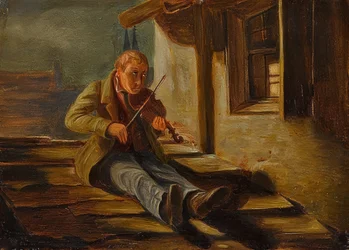 O violinista de telhado com chifres