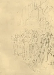Aguardando a procissão, meados do século XIX, c1924.