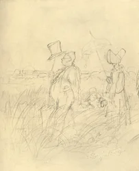 Passeio de domingo, meados do final do século XIX, c1924.