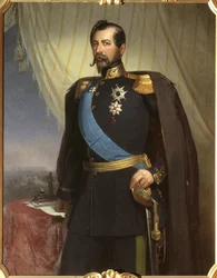 Oscar I, roi de Suede et Norvege - Retrato de Oscar I (1799-1859), Rei da Suécia e Noruega, de Staaff, Carl Theodor (1816-1880). Óleo sobre tela
