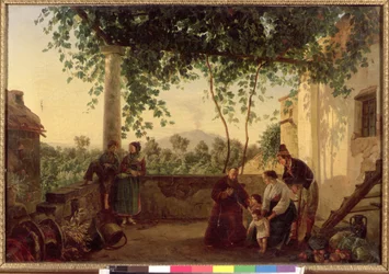 Terraço de uma casa perto de Nápoles com vista para o Monte Vesúvio, 1833