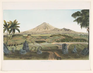 Submersão de Vulcões em Java Gunong Sumbing (título no objeto) Atlas para trabalhar Java (título da série no objeto) Atlas de placas contendo onze vistas pitorescas, pertencentes à obra Java, sua forma, sua vegetação e construção interior (título da série