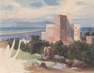 Vista sobre Terracina com o Monte Circeo reto..., meados do século XIX.