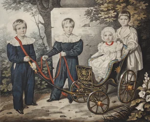 Retrato das crianças Talyzin, início dos anos 1830.