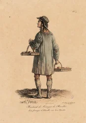 Um comerciante de queijos dos Marolles de "Les cris de Paris" c.1823-25 (litografia)