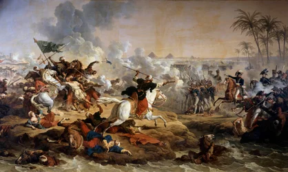 Campanha (Expedição) do Egito (1798-1801): "A Batalha das Pirâmides em 21/07/1798" Pintura de Antoine dit Carle Vernet (1758-1836) Século XVIII Boissy Saint Leger. Castelo de Grosbois