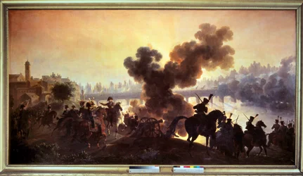 Campanha da Itália: "Vista da Batalha de Lodi em 10/05/1796" Pintura de Antoine Vernet dit Carle (1758-1836) 1796 Boissy Saint Leger. Château De Grosbois