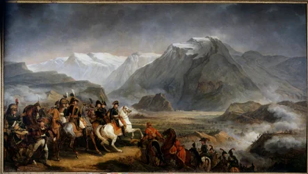 General Napoleão Bonaparte (1769-1821) na Batalha de Rivoli Pintura de Antoine Carle Vernet (1758-1836) Século XIX Boissy Saint Leger, Chateau de Grosbois - General Napoleão Bonaparte (1769-1821) durante a Batalha de Rivoli. Pintura de Antoine Charl