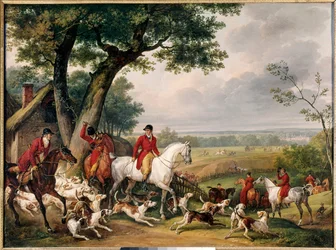 Caça na floresta de Fontainebleau Pintura de Antoine Vernet dit Carle (1758-1836) 1824 Gien. Museu da Caça - Caça na floresta de Fontainebleau. Pintura de Antoine Vernet dit Carle (1758-1836) 1824. Museu da Caça, Castelo de Gien, França