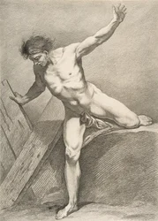 An Académie: Striding Man inclinado sobre uma prancha, 1742-43.