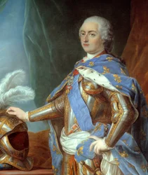 Detalhe de "Portrait en pied de Louis XV "(1710-1774). Pintura de Carle Van Loo (1705-1765)