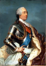 Retrato de Luís XV (1710 - 1774). Pintura por Carle Van Loo (1705 - 1765).