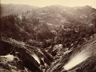 Canyon do diabo, gêiseres, olhando para baixo, 1868-70.