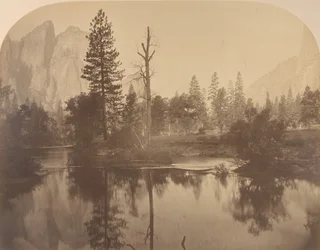 River View Down Valley, Cathedral Rock à esquerda, 1861.