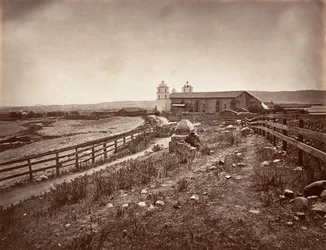Santa Barbara and Mission Church, 1876, impresso ca. 1876.