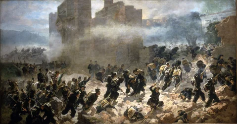 A Brêche de Porta Pia - Roma, 20/09/1870. Pintura de C. Ademollo.