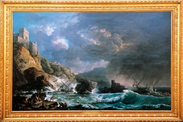 Naufrágio em Rocky Inlet, por Carlo Bonavia (ativo 1755-1788), Itália