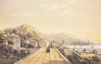 Frontispício de "Vistas sobre a ferrovia entre Turim e Gênova", 1853