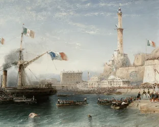 As tropas francesas desembarcam em Génova em abril de 1859 (têmpera)