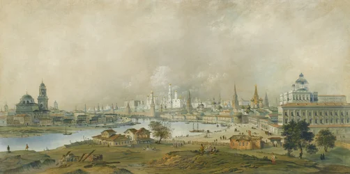 Vista do Kremlin de Moscou da ponte Ustinsky