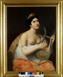Retrato de Antonietta Fagnani Arese (1778-1847), amada mulher do poeta italiano Ugo Foscolo (1778-1827). Pintura de Carlo Bruni do século XIX