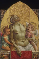 Cristo morto apoiado por dois anjos