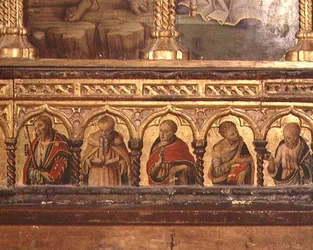 Cinco Apóstolos, da predella do políptico de San Martino (tempera no painel) (ver 76669)