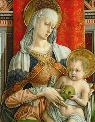 Madonna and Child, detalhe do políptico de SantEmidio, 1473 têmpera no detalhe do painel de 76636